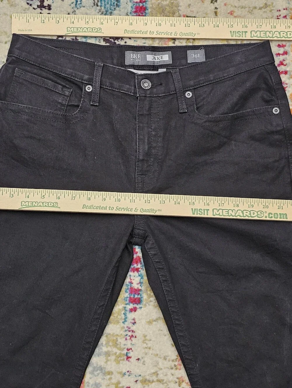 BKE Buckle Jake Men's Bootleg Denim Jeans Size 36L Measures 36 x 34 Black